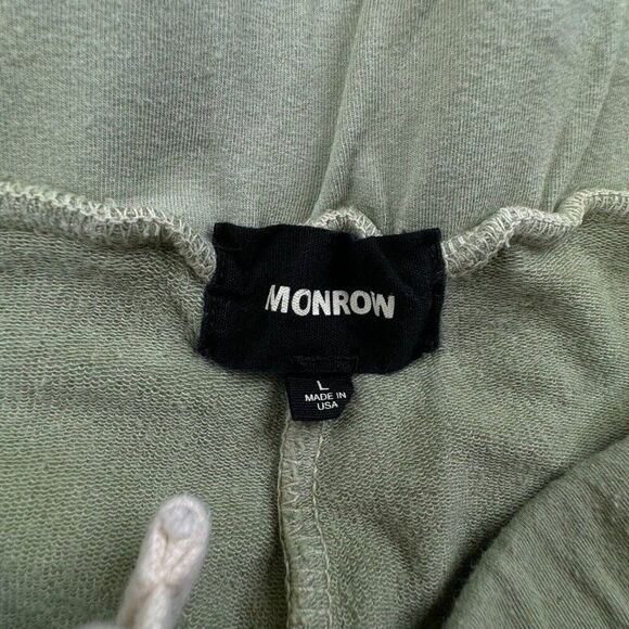 MONROW Crop Wide Leg Lounge Sweatpants Sage Green - Picture 5 of 10